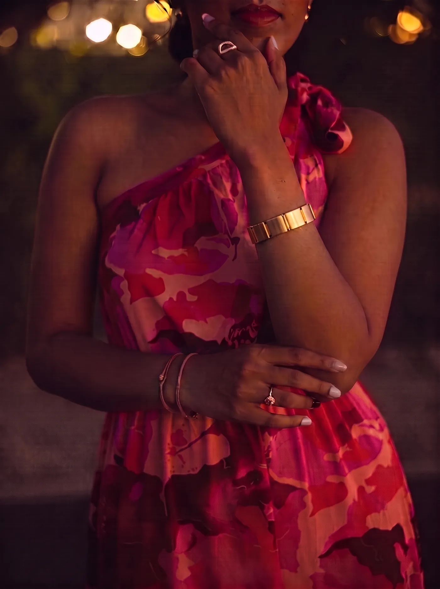 The Sol bracelet worn at dinner